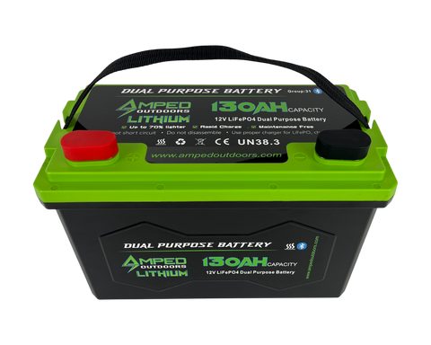 130Ah Dual Purpose Lithium Battery (Cranking) 12.8V - Bluetooth - IP67 Waterproof - Heated